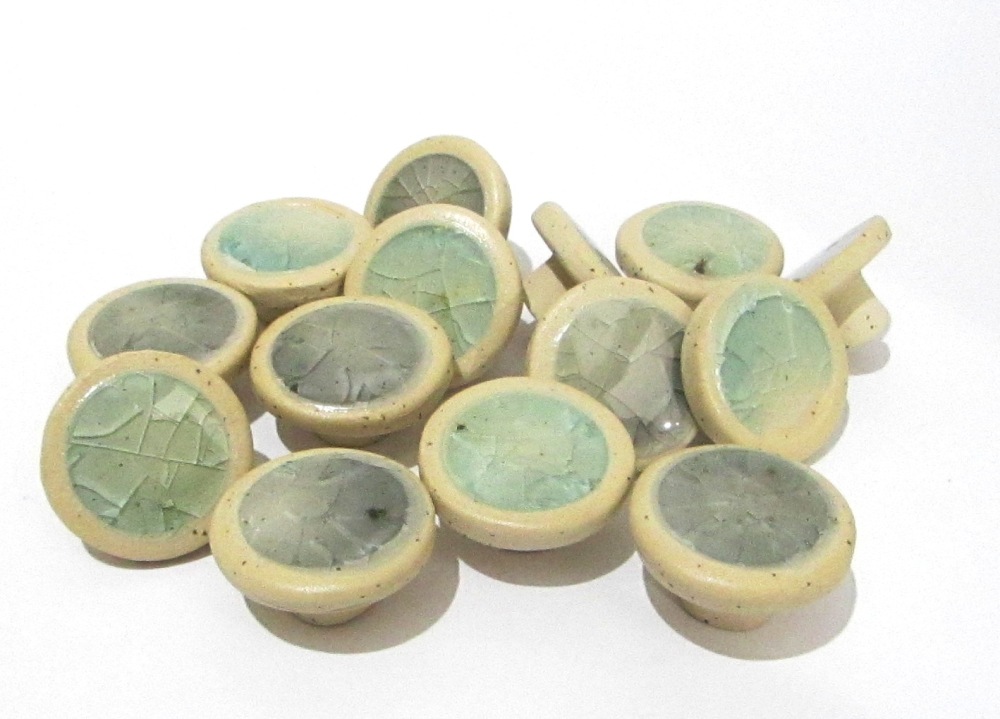 Cabinet Knobs, Ceramic Handles, Recycled glass
